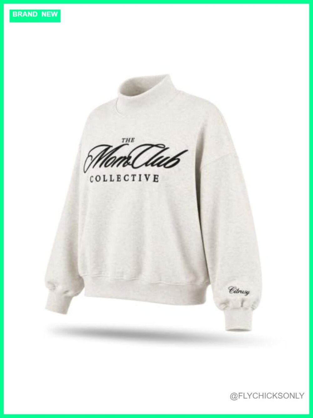 Oversized Mockneck Sweatshirt Women Mom Club Turtleneck Pullover Sweater